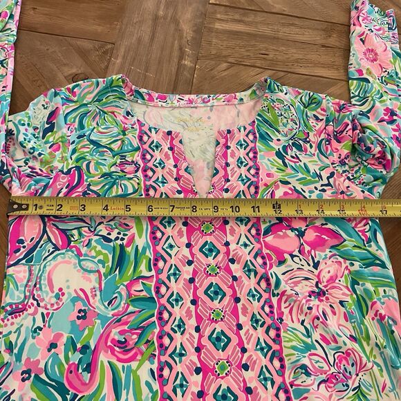 Lilly Pulitzer Nadine UPF 50+ Dress Small Multi Pink Green Print Resort Shift - Picture 8 of 9